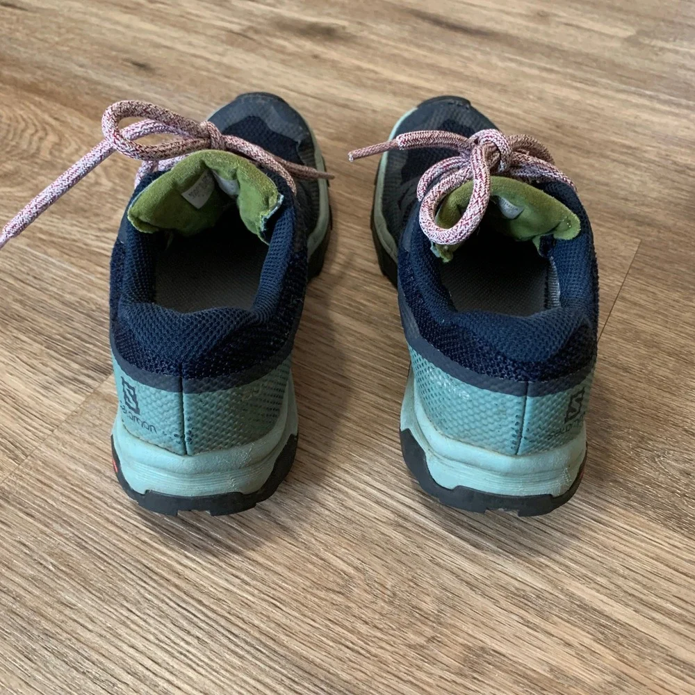 Salomon Gore-Tex Trail Running Shoes Womens 5.5 Blue Green Contagrip 406122